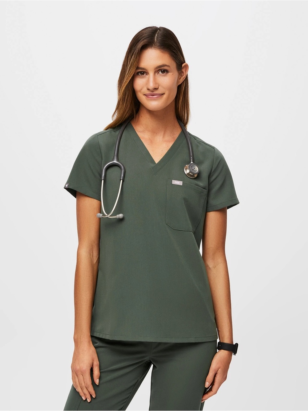 FIGS Catarina Scrub Top in Moss Size 3X